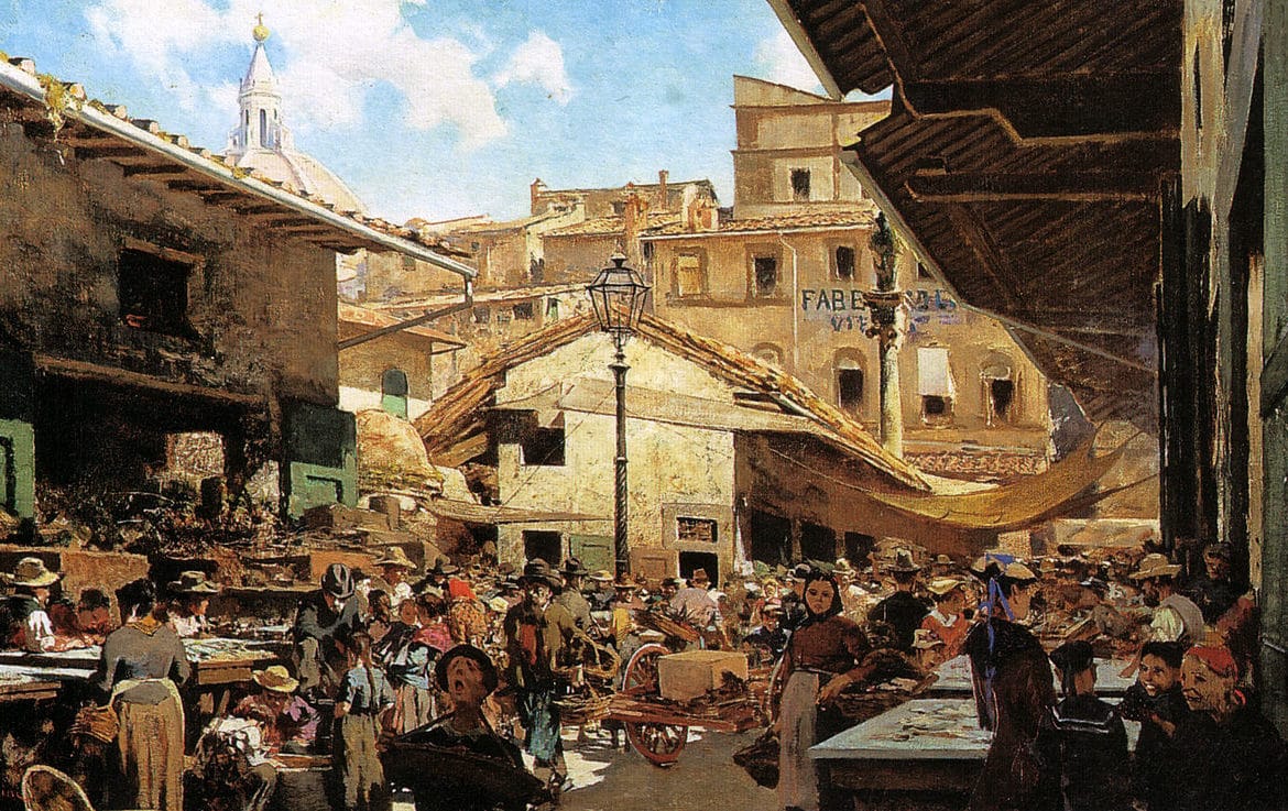 Telemaco Signorini, View of Mercato Vecchio (Old Market) facing the Jewish ghetto of Florence, 1882