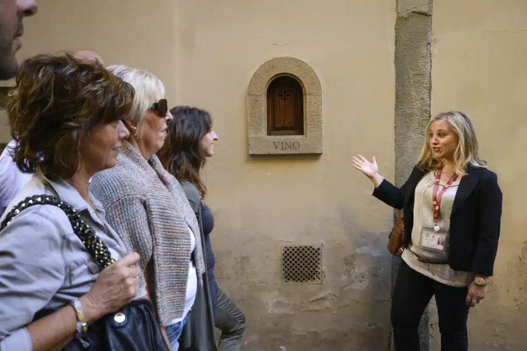 Me explaining the wine windows in Florence